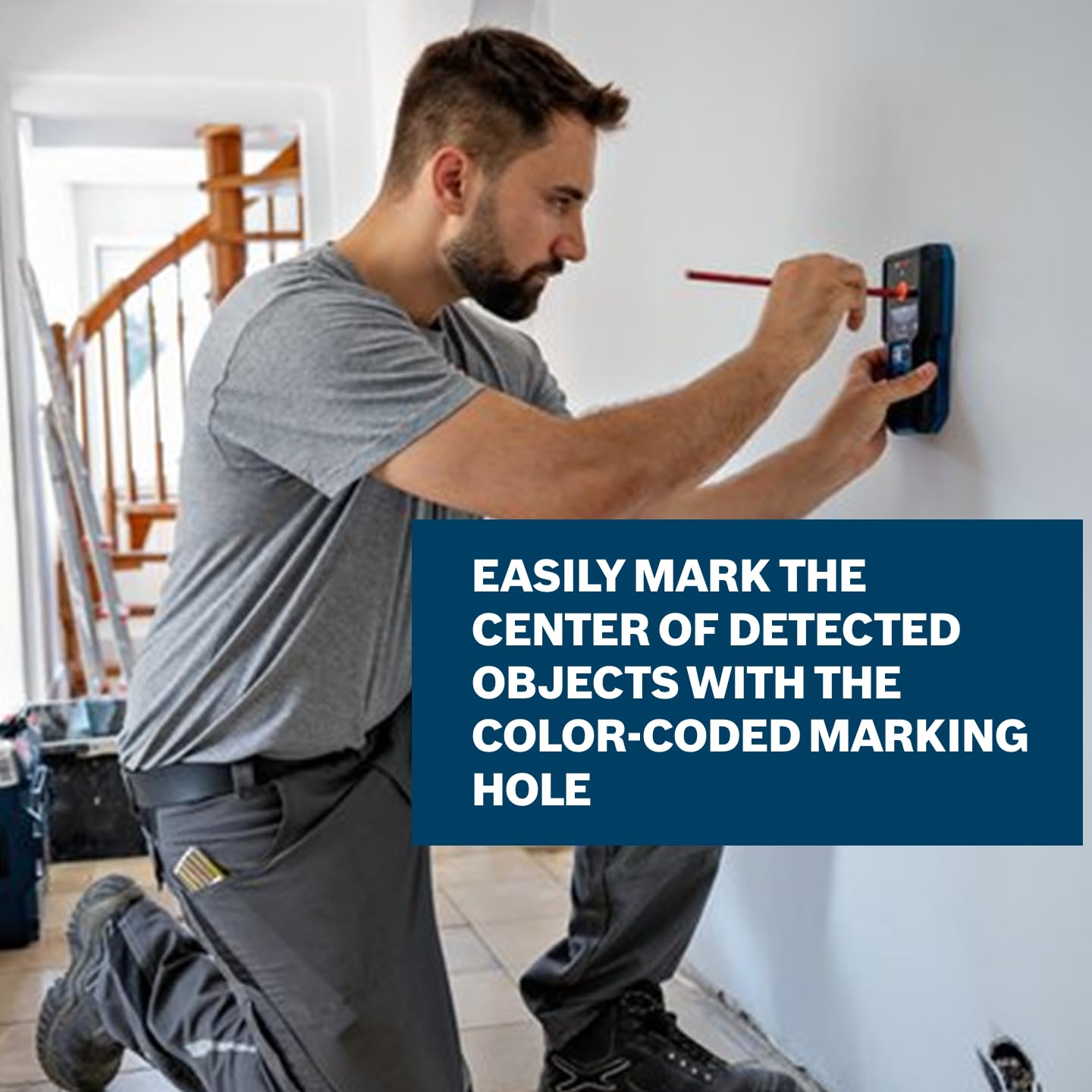 BOSCH GMS120-27 Wall Scanner and Stud Finder, Detects Wood, Metal, and Live Wires Behind Your Wall - Includes 2 AA Batteries and Pouch
