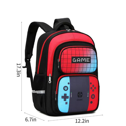 EINSZ School Backpack For Boys bookbag Game Backpack For Kids Junior High School Primary School Boys Backpack (Red&blue), Large