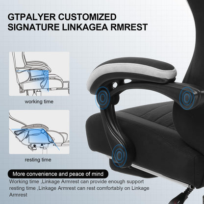 GTPLAYER Gaming Chair, Computer Office Chair with Pocket Spring Cushion, Linkage Armrests and Footrest, High Back Ergonomic Computer Chair with Lumbar Support Task Chair with Footrest(Black)