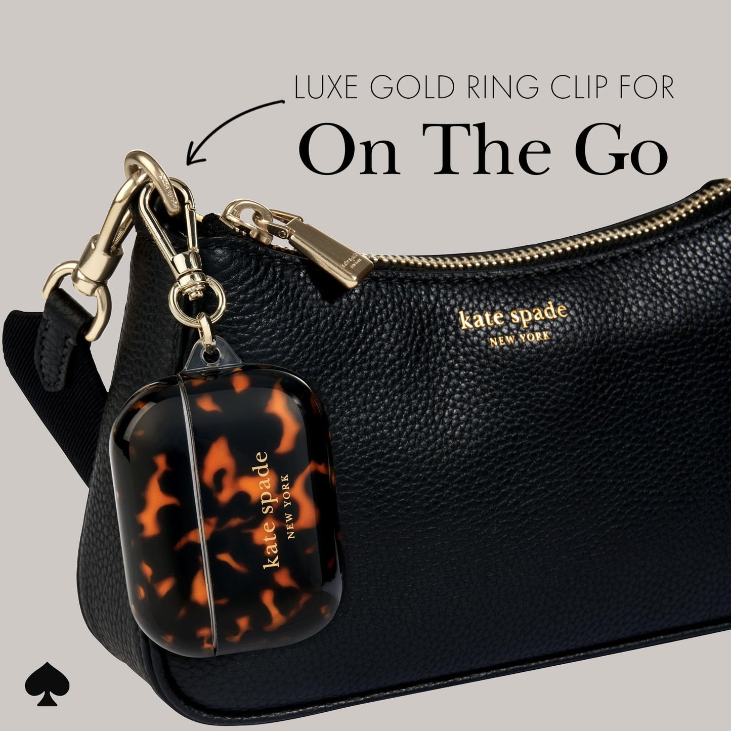 kate spade new york AirPods Pro Protective Case with Keychain Ring - Tortoiseshell, Compatible with AirPods Pro 2nd / 1st Generation