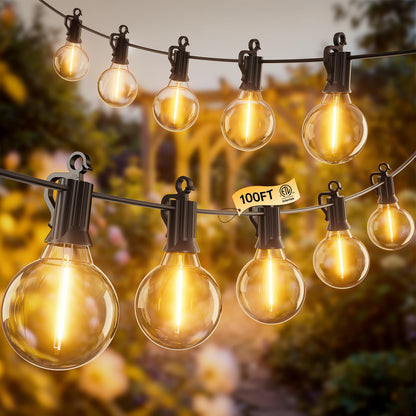 SmartDawn Outdoor String Patio Lights 100FT 50 LED String Lights Waterproof Connectable Shatterproof Hanging Outside Light Backyard Porch Deck Balcony Garden Yard Decor Lighting Edison Bulbs 2200K