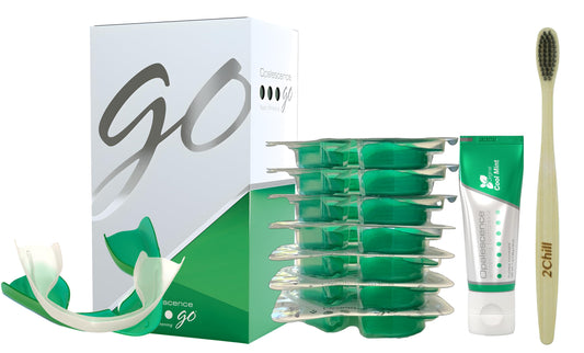 Opalescence GO 15 Whitening Bundle - (7 Treatments) Hydrogen Peroxide Prefilled Teeth Whitening Trays and Travel Original Whitening Toothpaste 1 Oz - Mint Flavor - Includes Toothbrush 6238-1T