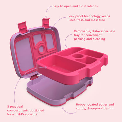 Bentgo® Kids Prints Leak-Proof, 5-Compartment Bento-Style Kids Lunch Box - Ideal Portion Sizes for Ages 3-7, Durable, Drop-Proof, Dishwasher Safe, & Made with BPA-Free Materials (Fairies)