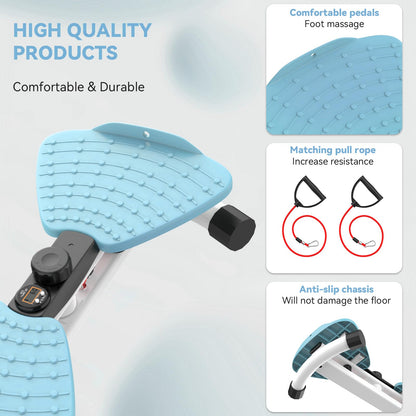 Waist Twister Machine, Adjustable Exercise Twist Board for Women Men, Noiseless Ab Twister for Home Gym Equipment, 330 lbs Capacity | Track Time, Reps, Calories with Digital Display (Blue)