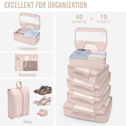 Veken 10 Set Packing Cubes for Travel, Beach Vacation Essentials Accessories for Cruise Ship, Suitcase Organizer Bags for Luggage with Hanging Toiletry & Shoe Bag, Birthday Gifts for Women Mom Her