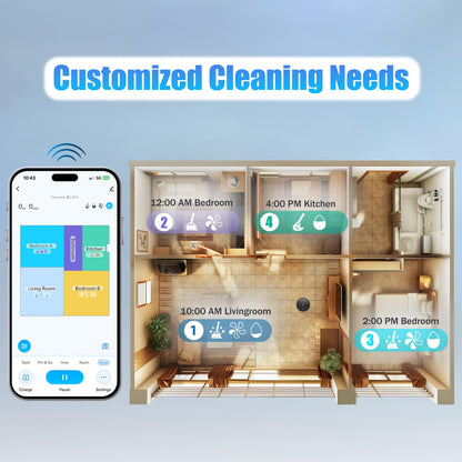 Robot Vacuum and Mop Combo, Self-Emptying, 60-Day Capacity, Schedule, 180mins Runtime, Home Mapping, Wi-Fi/App/Alexa/Remote, Robotic Vacuum Cleaner for Pet, Hard Floors, Carpet