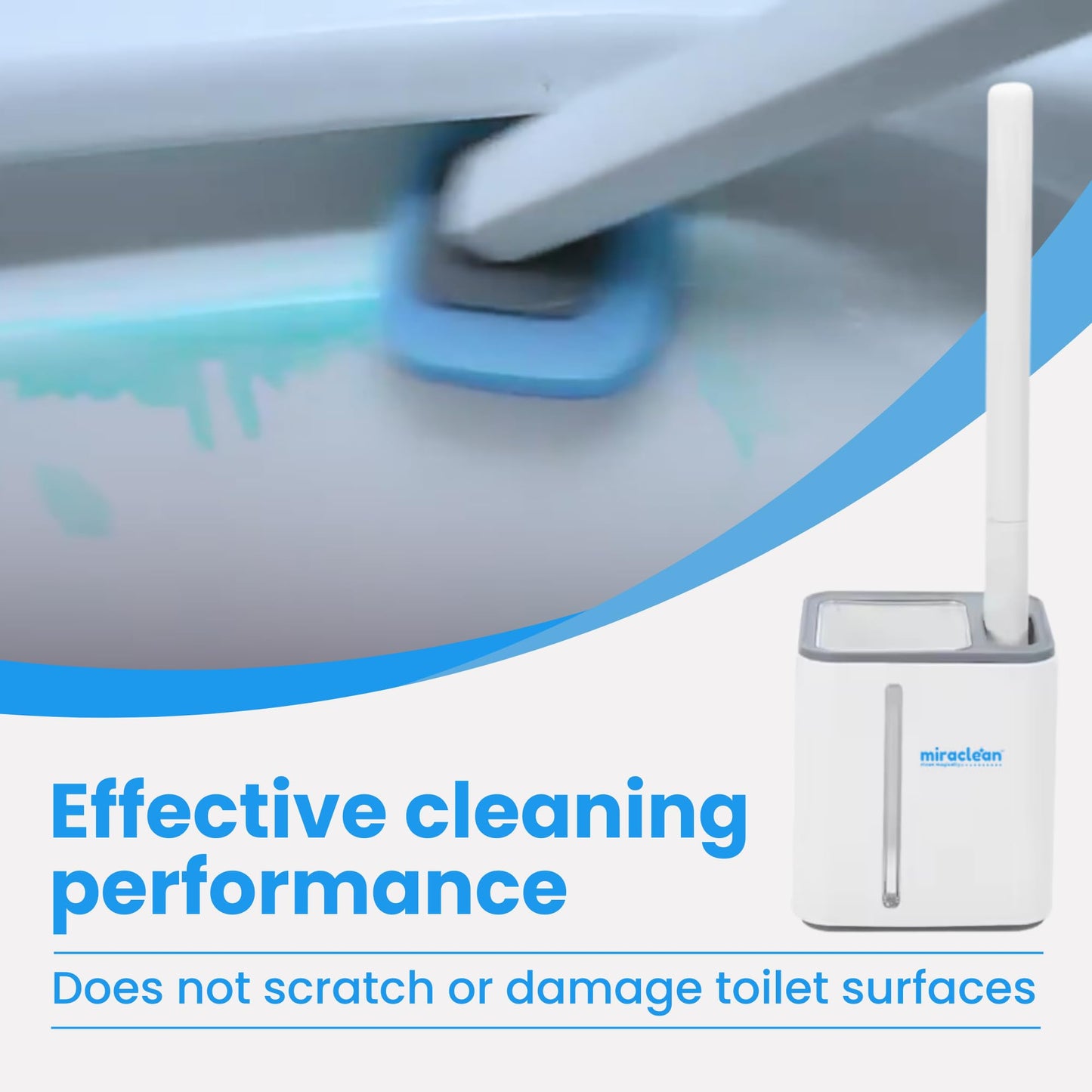 WizardFlush Toilet Brush - Disposable Toilet Bowl-Cleaner for Bathroom - Scrub Brush for Toilet - Space Saving for Storage - Deep Cleaning Wand - Easy to Assemble