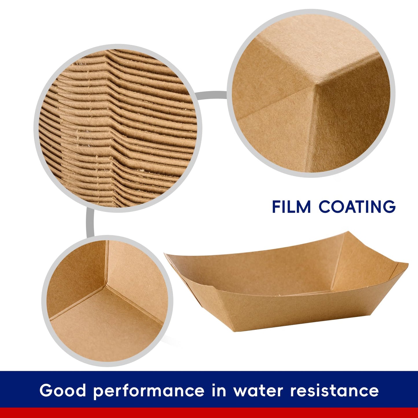 JOLLY CHEF 2lb Paper Food Trays, 250 Pack Disposable Paper Boat, Kraft Serving Boats, Food Holder Trays for Snacks French Fries Nachos Hot Dog Tacos BBQ Party