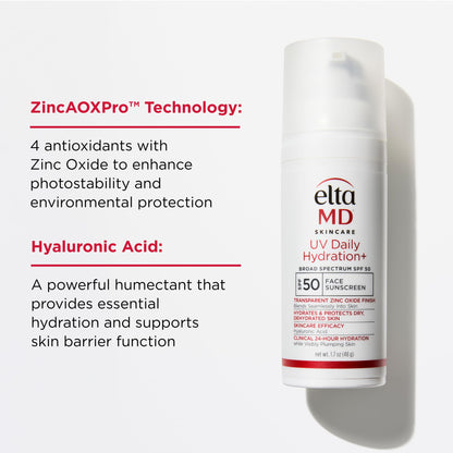 EltaMD UV Daily Hydration+ SPF 50, Dermatologist Trusted Lightweight Hybrid Sunscreen Providing Advanced Sun Protection and Corrective Skin Hydration.