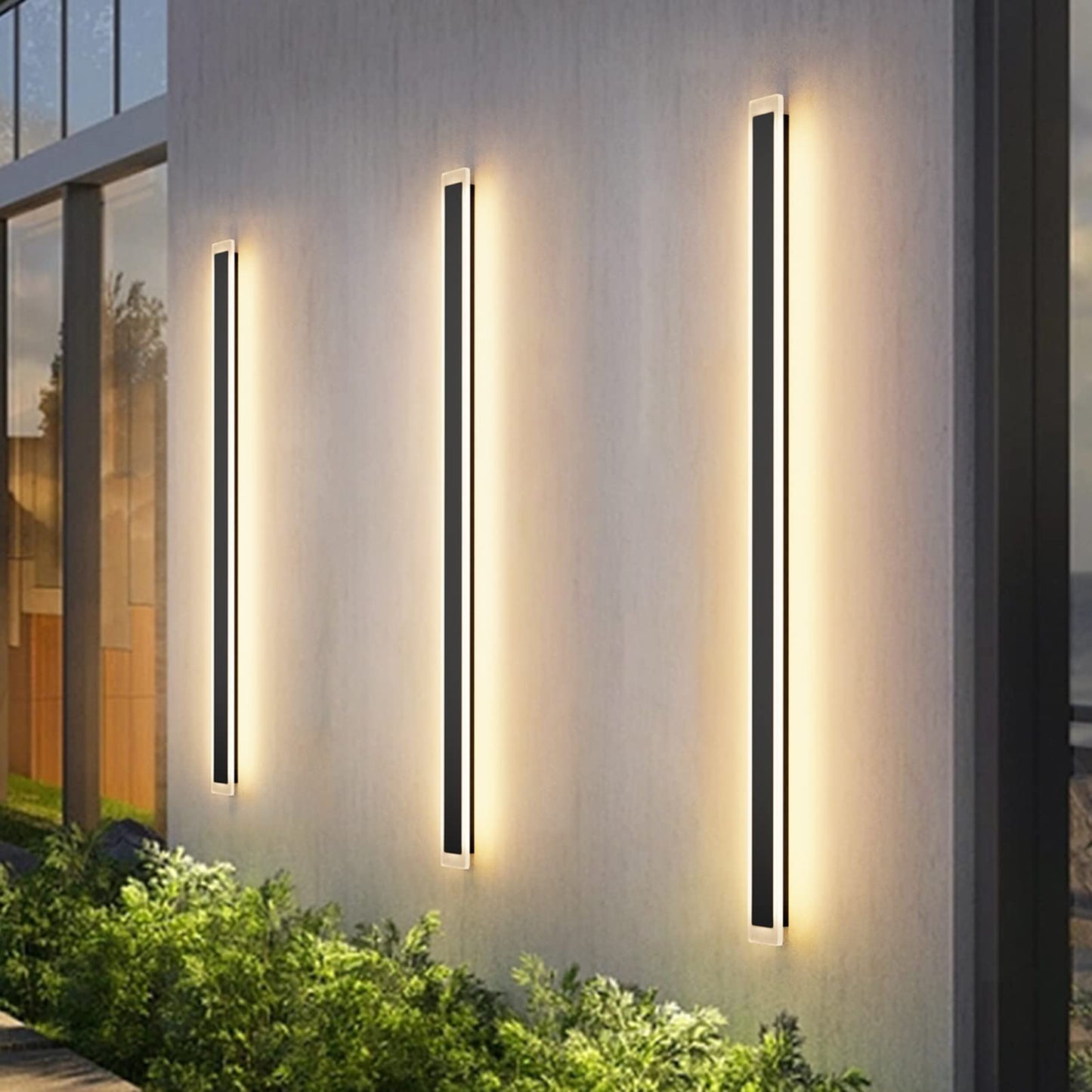Aipsun 2 Packs Porch Wall Lights 56.3inch Long Strip Modern Outdoor Wall Light Fixture, Black Wall Mount Lighting Sconce Exterior Lights Wall Sconce 3000K for House Living Room Corridor