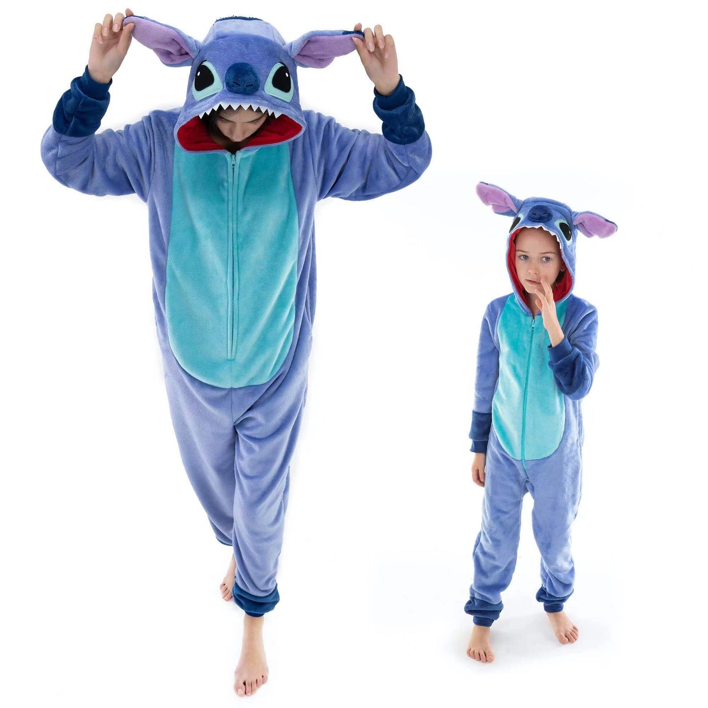 COSUSKET Snug Fit Unisex Adult Onesie Pajamas, Flannel Cosplay Animal One Piece Halloween Costume Sleepwear Homewear Light Blue