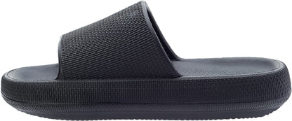 BRONAX Home Slides for Men Pillow House Shower Bathroom Slippers Sandals for Male Size 11 Quick Drying Open Toe Comfy Cushion Soft Thick Sole 44-45 Black