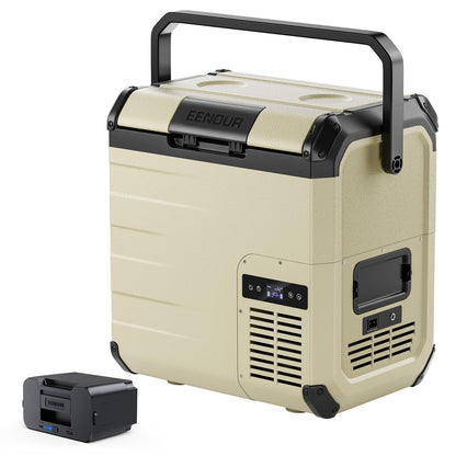 EENOUR D18 12 Volt Car Refrigerator, Portable Freezer with Detachable Battery 19Qt/18L, Battery & Solar Powered Cooler, -4~50℉, 12/24V DC, 110~240V AC, 12V Fridge for Camping, Road Trips, RV, Truck