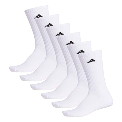 adidas Men's Athletic 6-Pack, Cushioned Crew Socks with Arch Compression for a Secure Fit, White/Black, Large
