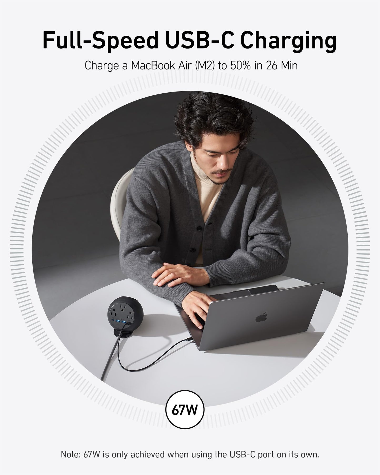 Anker MagGo Magnetic Charging Station, Qi2 Certified 15W Ultra-Fast MagSafe Wireless Charger for iPhone 15/14/13, 8-in-1 Power Strip with 3 AC and 4 USB Desktop Charger for MacBook and More