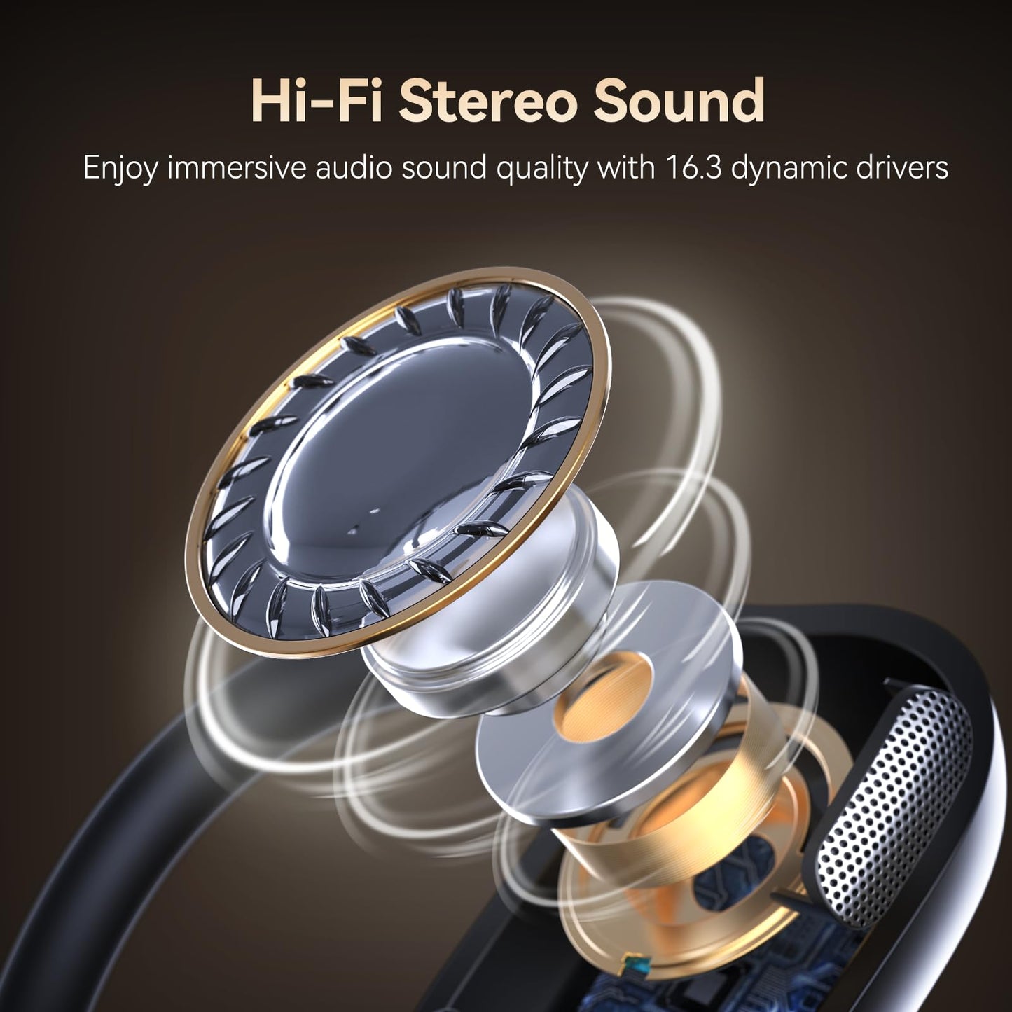 CXK Open Ear Headphones with Mic, Bluetooth Headset with AI Noise Cancellation Microphone Air Conduction Headphones Bluetooth 5.3 Wireless Headset with Mic for Work Call Meeting Driving