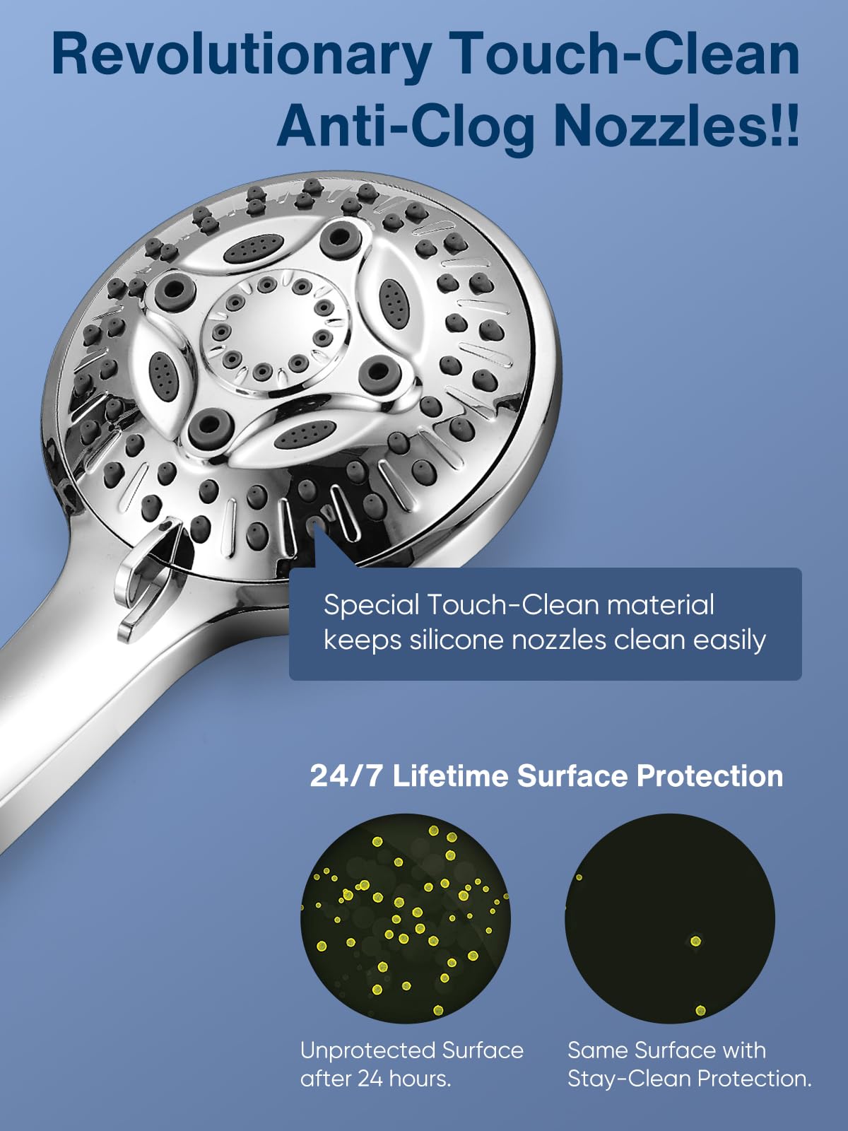 Heemli 12-inch Rain Showerhead - Dual Showerheads, High Pressure Showerhead with 8 Pattern Handheld Sprayer Set - Height Adjustable Upgrade Extension Arm, Chrome Plated