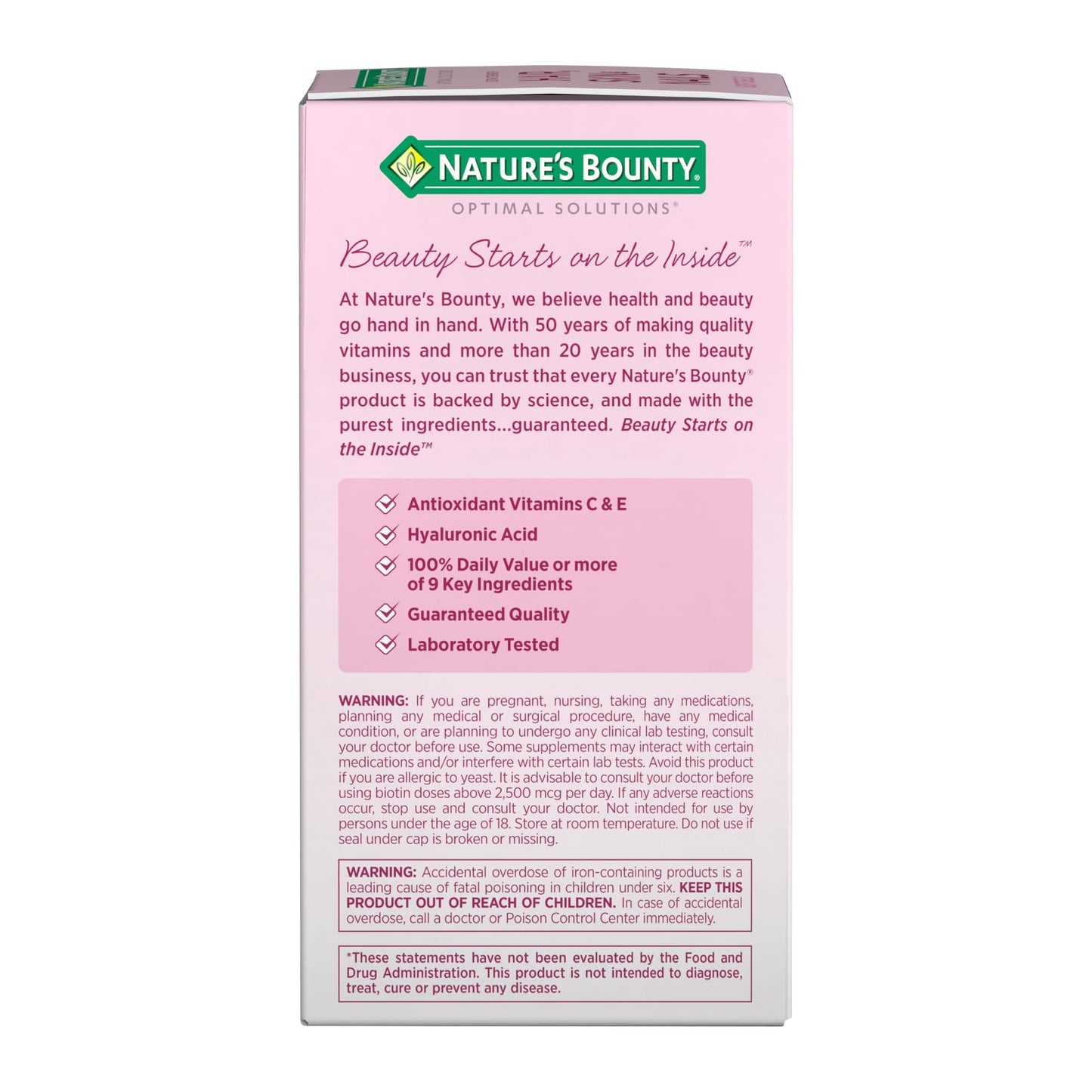 Nature's Bounty Advanced Hair, Skin & Nails, Argan-Infused Vitamin Supplement with Biotin and Hyaluronic Acid, 150 Rapid Release Softgels, 50 Total Servings