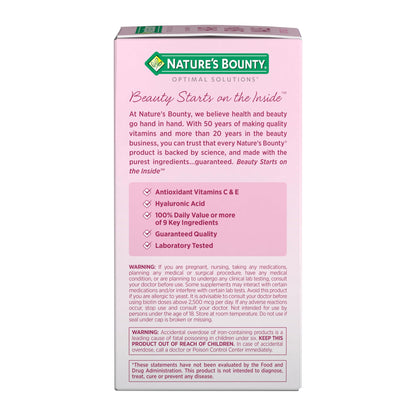 Nature's Bounty Advanced Hair, Skin & Nails, Argan-Infused Vitamin Supplement with Biotin and Hyaluronic Acid, 150 Rapid Release Softgels, 50 Total Servings