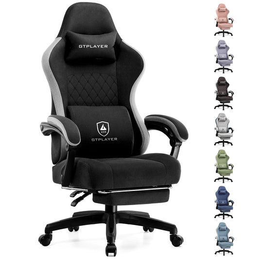 GTPLAYER Gaming Chair, Computer Office Chair with Pocket Spring Cushion, Linkage Armrests and Footrest, High Back Ergonomic Computer Chair with Lumbar Support Task Chair with Footrest(Black)