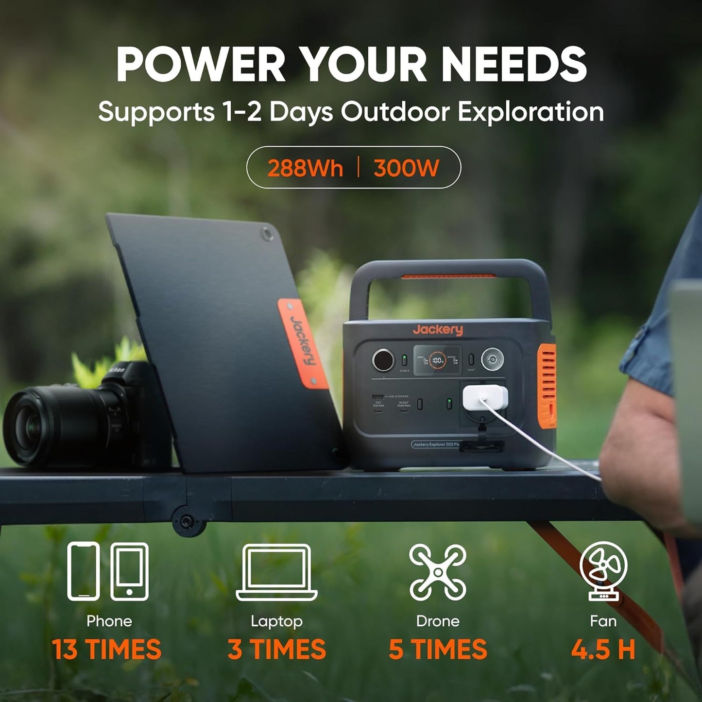 Jackery Explorer 300 Plus Portable Power Station, 288Wh Backup LiFePO4 Battery, 300W AC Outlet, 3.75 KG Solar Generator for RV, Outdoors, Camping, Traveling, and Emergencies (Solar Panel Optional)