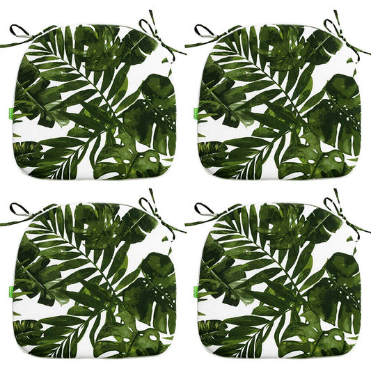 LVTXIII Indoor/Outdoor Chair Cushions Seat Cushions with Ties, Patio Chair Pads D16xW17 Inch for Patio Furniture Garden Home Office Decoration 4 Pack, Palm Green