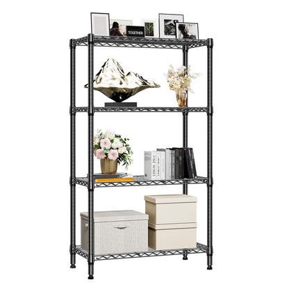 M MZG 1000 lbs 4 Tier Shelf Metal Storage Shelves Shelving Wire Rack Heavy Duty Closet Organizers for Garage Kitchen Bathroom Laundry Black 15.7" D x 33.5" W x 59.5" H