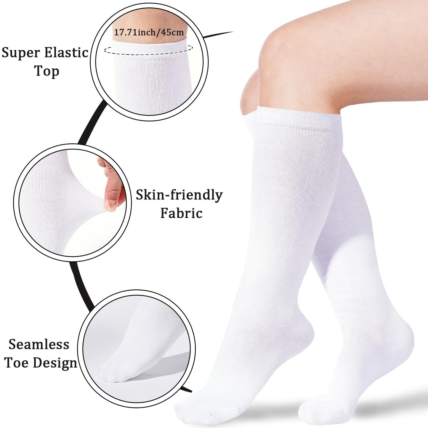 Womens Knee High Socks-Stripes Tube Socks-Back to School Cotton Casual Athletic Socks