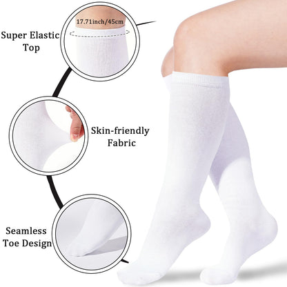 Womens Knee High Socks-Stripes Tube Socks-Back to School Cotton Casual Athletic Socks