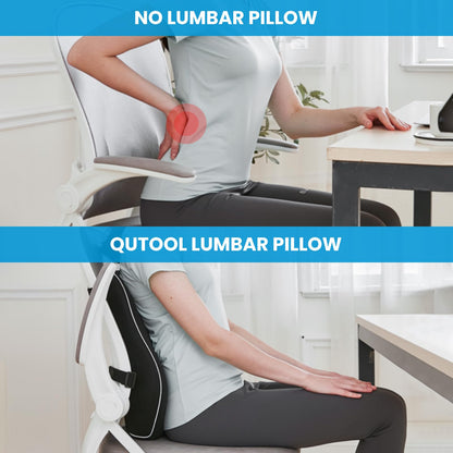 QUTOOL Lumbar Support Pillow for Office Chair Back Support Pillow for Car, Computer, Gaming Chair Memory Foam Back Cushion for Back Pain Relief Improve Posture, Mesh Cover Double Adjustable Straps