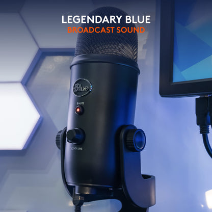 Logitech for Creators Blue Yeti USB Microphone for Gaming, Streaming, Podcast, YouTube, Discord, PC, Studio Sound, Plug & Play-Blackout