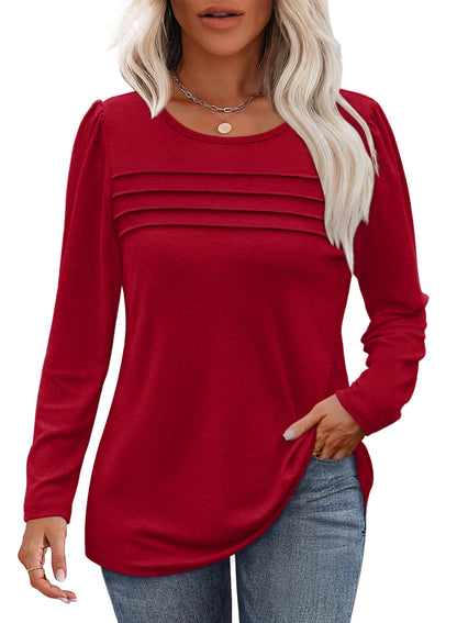 Womens Blouses Dressy Casual Long Sleeve Shirts Plus Size Winter Layering Tunic Tops for Leggings Valentine Shirts Red 3XL
