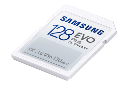 SAMSUNG EVO Plus Full Size 128 GB SDXC Card 130MB/s Full HD & 4K UHD, UHS-I, U3, V30 (MB-SC128K/AM)