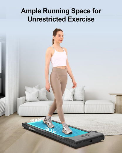 Lichico Walking Pad Under Desk Treadmill, Portable Small Treadmills for Home and Office, 2.5HP Super Quiet Brushless Motorized Walking Jogging Running Machine with Remote Control