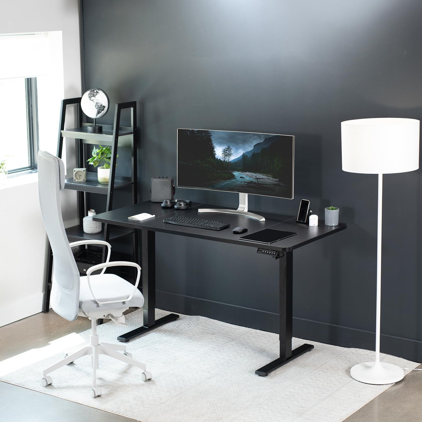 VIVO Electric 60 x 30 inch Standing Desk Workstation, Memory Controller Height Adjustment, 1B Series, Black Top Black Frame, DESK-KIT-1B6B-30