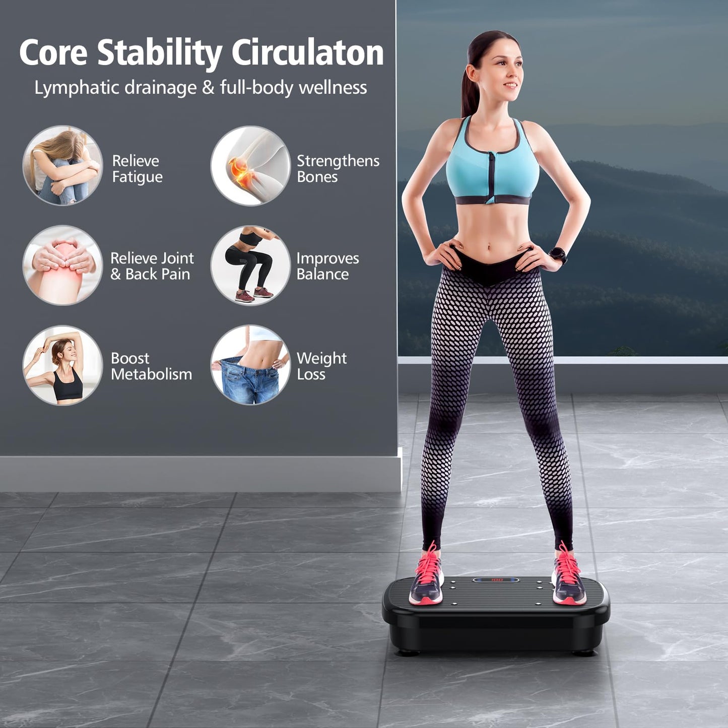 PUREROYI Vibration Plate Exercise Machine, Power Waver Vibration Plate Platform for Lymphatic Drainage Whole Body Vibration Plate Machine Helps Weight Loss Shaping Toning & Wellness Home Gyms Workout