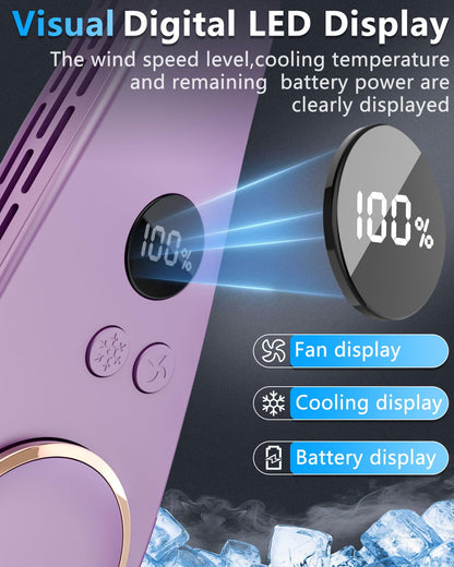 Neck Air Conditioner Portable Neck AC,Person Wireless Chargable Headband Conditioning Cooling Fan,Powerful Best Present in Summer Hot Flases for Fathers Day,Teacher Appreciation,Child Birthday Purple