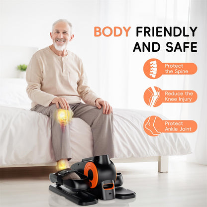 Under Desk Elliptical Machine, Morelax Ellipse Leg Exerciser for Seniors Fully Assembled, Quiet & Portable Electric Seated Pedal Exerciser with Remote Control & 12 Adjustable Speeds (Orange)