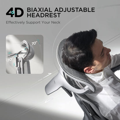 Hbada E3 Pro Ergonomic Office Chair, Big and Tall Office Chair - with 3-Zone Dynamic Lumbar Support, 4D Adjustable Headrest, 6D Adjustable Armrests, Swivel, Grey