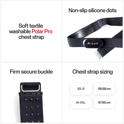 Polar H10 Heart Rate Monitor Chest Strap - ANT + Bluetooth, Waterproof HR Sensor for Men and Women, Black, M-XXL