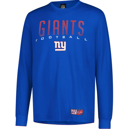 Ultra Game NFL Men's Active Quick Dry Long Sleeve T-Shirt, New York Giants, Team Color, Small
