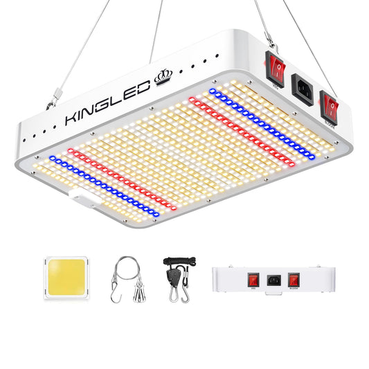 KingLED 2025 KP1000 LED Grow Lights with Yield LEDs 2x2ft Coverage Full Spectrum Grow Lights for Indoor Hydroponic Plants Greenhouse Growing Lamps Veg Bloom Daul Mode