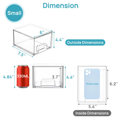 Vtopmart 2 Pack Small Clear Stackable Storage Drawers,Acrylic Bathroom Makeup Organizer,Plastic Storage Bins For Vanity, Undersink, Kitchen Cabinets, Pantry, Home Organization