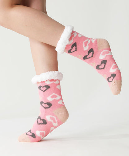 Fluffy Thermal Sherpa Socks, 3 Pairs for Women, Ultra Soft Slipper Christmas Winter Non Skid (Fair Isle D)