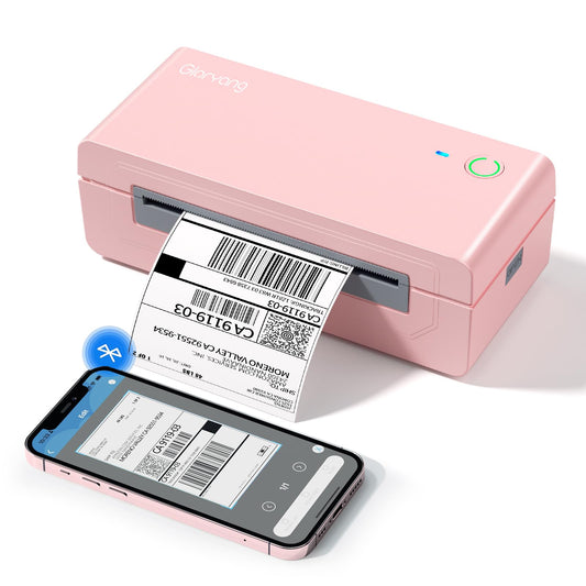 Gloryang Bluetooth Thermal Shipping Label Printer, 4X6 Inkless Label Machine for iOS, Android, Laptop, Wireless Printer for Small Business, Compatible with Amazon, UPS, Shopify, Pink