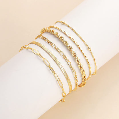 DEARMAY Gold Bracelets for Women 14K Real Gold Plated Jewelry Sets Stack Trendy Dainty Stackable Paperclip Rope Snake Box Figaro Chain Bracelets Pack Costume Fashion Filled Gifts