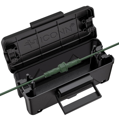 TICONN Outdoor Electrical Box, IP54 Splash-Proof Outdoor Extension Cord Cover, Protects Power Strip, Plug, Socket, Timer, Holiday Lights (Black, Small)