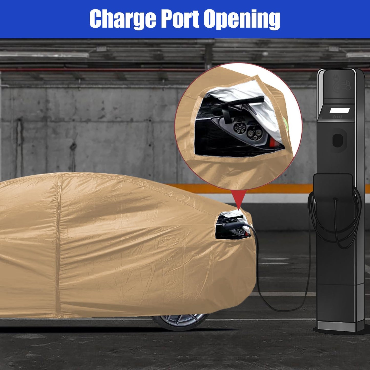 JURMON Heavy Duty Outdoor Car Cover Custom Fit for Tesla Model 3, Windproof All Weather Waterproof Sun Rain UV Dust Snow Protection Outdoor Car Covers