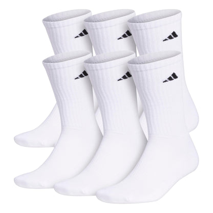 adidas Men's Athletic 6-Pack, Cushioned Crew Socks with Arch Compression for a Secure Fit, White/Black, Large