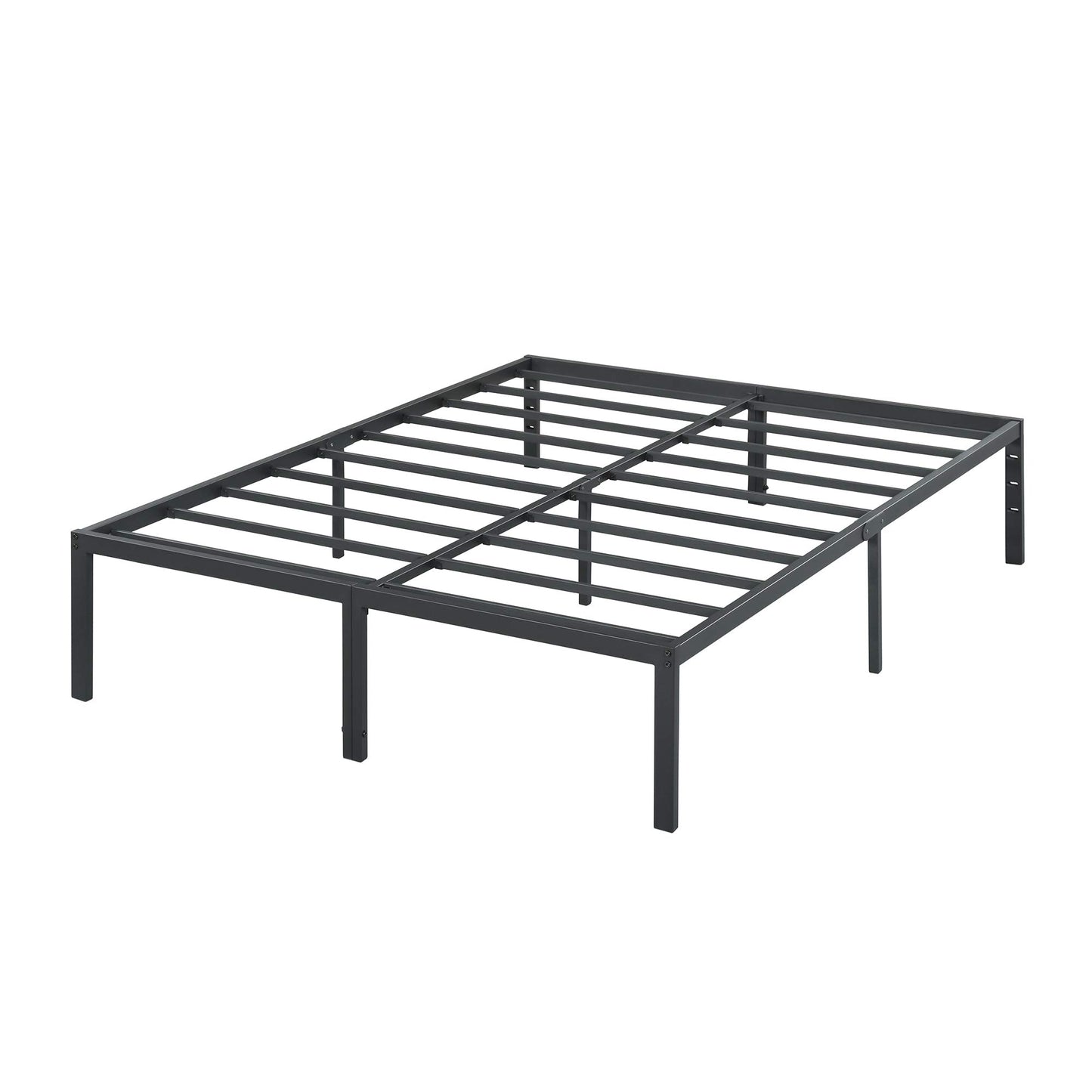 Olee Sleep 18 Inch Heavy Duty Steel Slat Anti-Slip Support, Easy Assembly Platform Bed Frame, Noise Free Steel Mattress Foundation, Maximum Storage, No Box Spring Needed, Black, Full Size